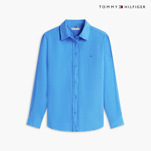 【TOMMY HILFIGER】官方旗艦館亞麻寬版襯衫_藍色