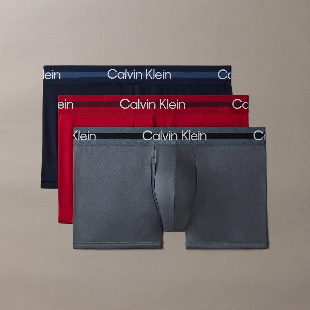 【CALVIN KLEIN】官方旗艦館CK 精緻超細纖維平口內褲 3 件組_拼色