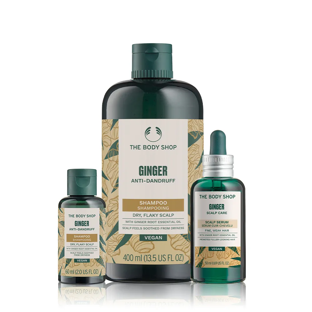 【THE BODY SHOP 美體小舖】薑根頭皮調理洗髮組(洗髮精400ML+頭皮精華50ML)