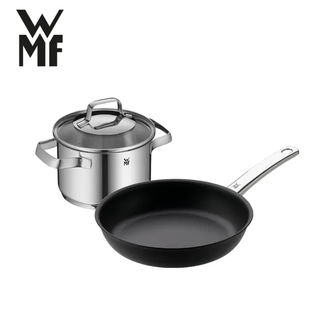 【WMF】Steak Profi 牛排專用陶瓷不沾平底鍋 24cm+Belmonte 高身湯鍋 16cm 1.9L