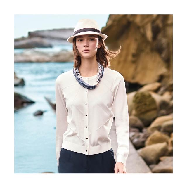【en-suey 銀穗】前開襟幾何變化紋理針織外套-女