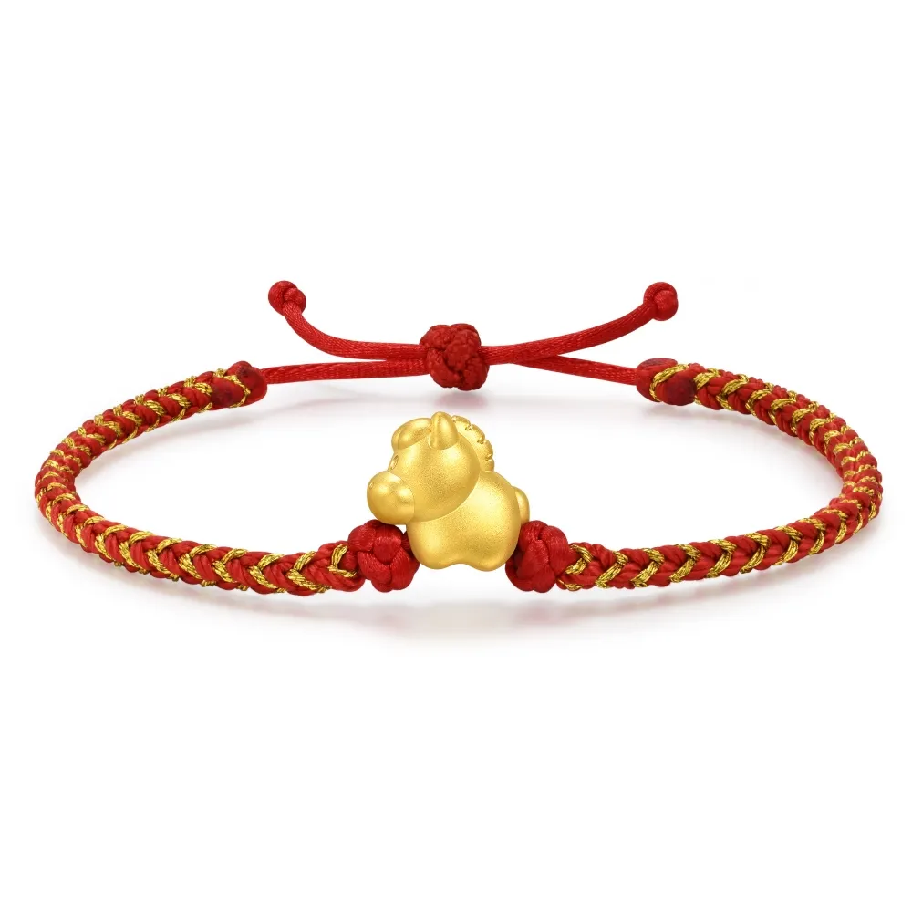 【點睛品】幸運小馬 黃金紅繩手鍊