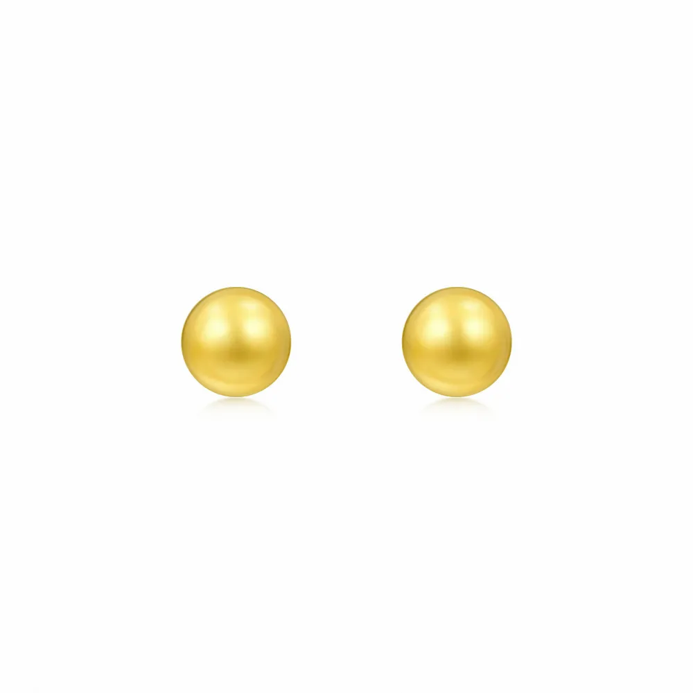 【點睛品】質感小圓珠 黃金耳環(一對)
