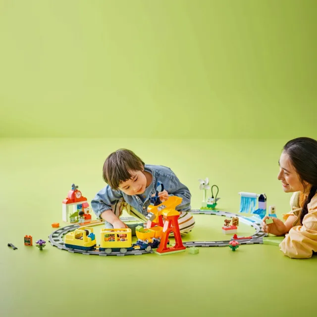 【LEGO 樂高】得寶系列 10428 大型互動式社區列車(火車 兒童玩具 幼兒禮物 大積木 親子遊戲 早教 3歲)