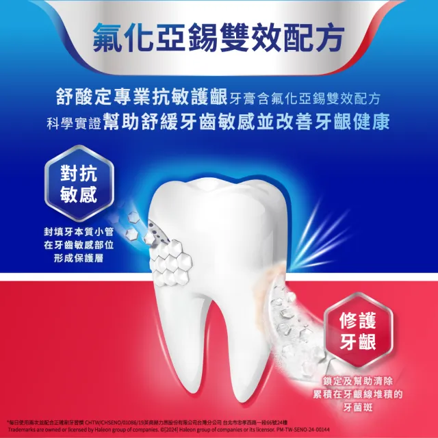 【SENSODYNE 舒酸定】進階護理 專業抗敏護齦牙膏100gX8入(原味/亮白配方；對抗敏感/修護牙齦)