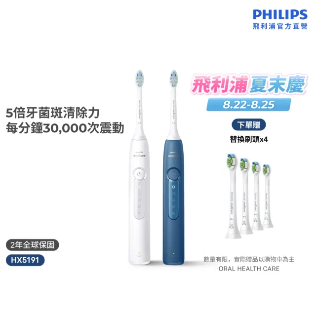 【Philips 飛利浦】HX5191 Sonicare舒適潔淨音波電動牙刷 (2色任選/智能提醒/5種模式/官方直營)