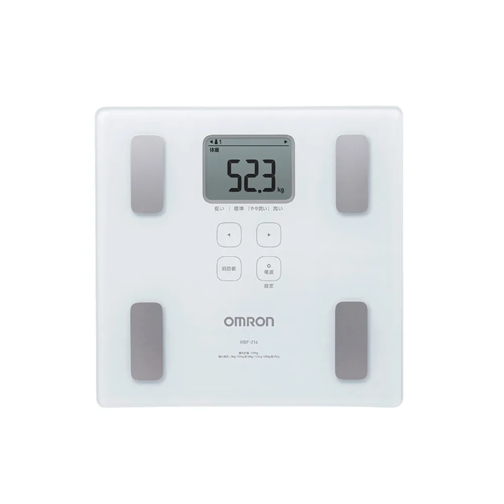 【OMRON 歐姆龍】電子體重計/兩點式體脂計 HBF-214 (白色)
