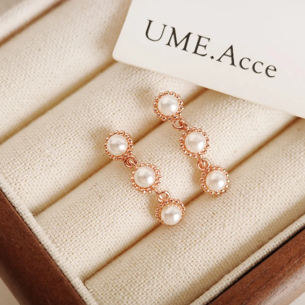 【UME.Acce】法式復古宮廷珍珠垂墜耳環(S925純銀耳針 珍珠耳環 優雅氣質垂墜款 典雅宮廷風設計)