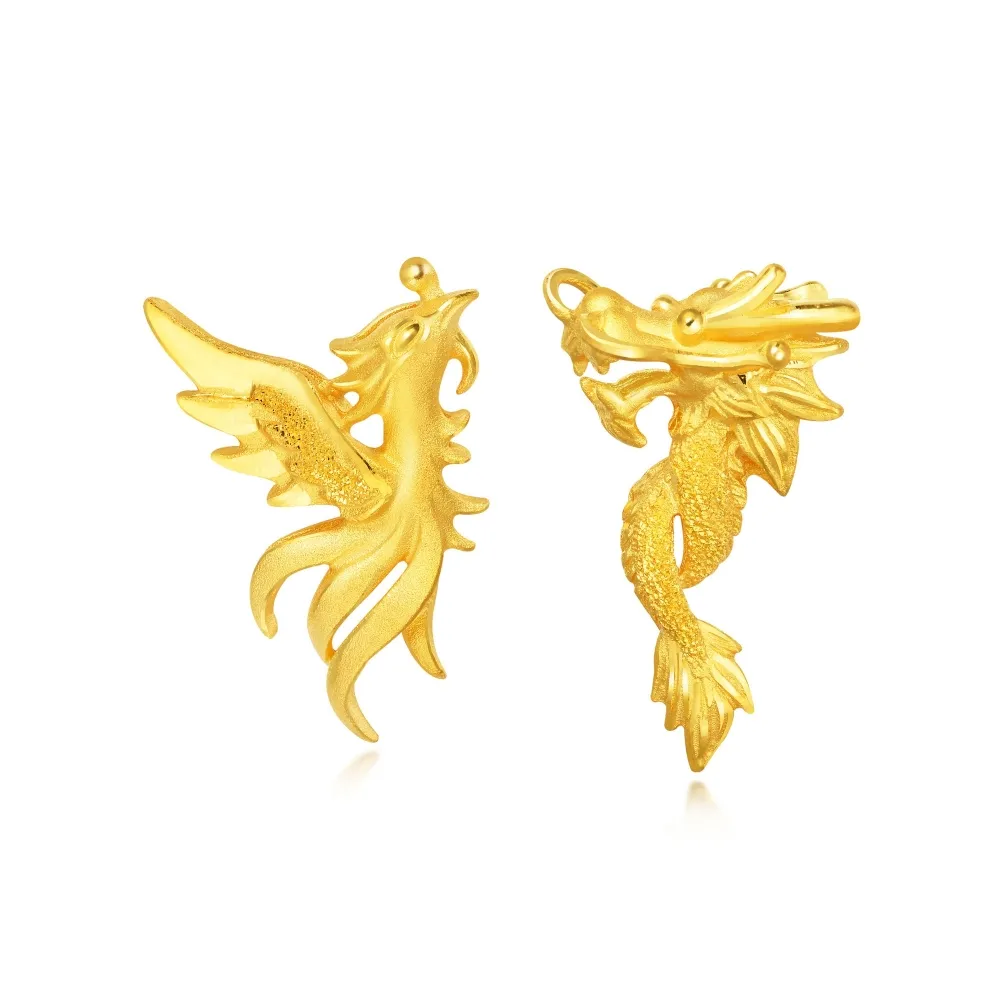 【點睛品】龍鳳呈祥婚嫁 黃金耳環_計價黃金(一對)