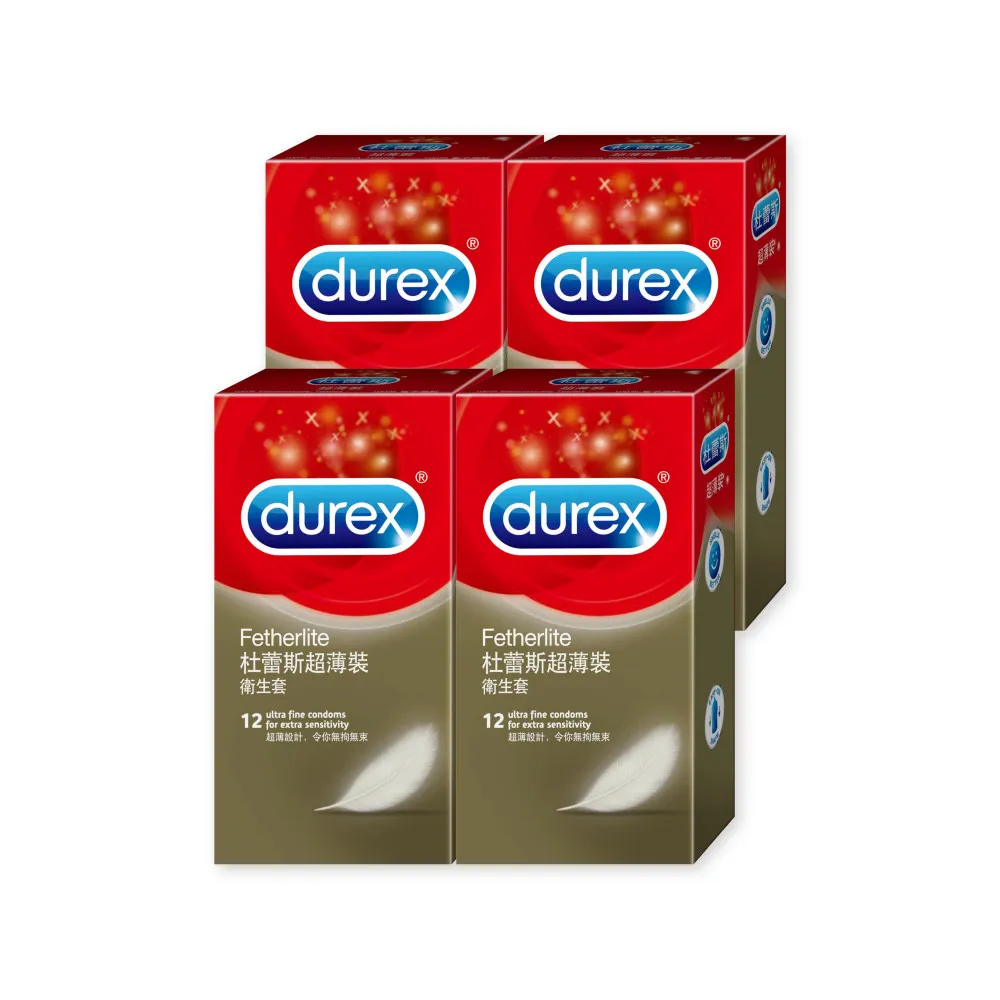 【Durex 杜蕾斯】超薄裝保險套12入x4(共48入-避孕套/衛生套/經典薄潤系列)