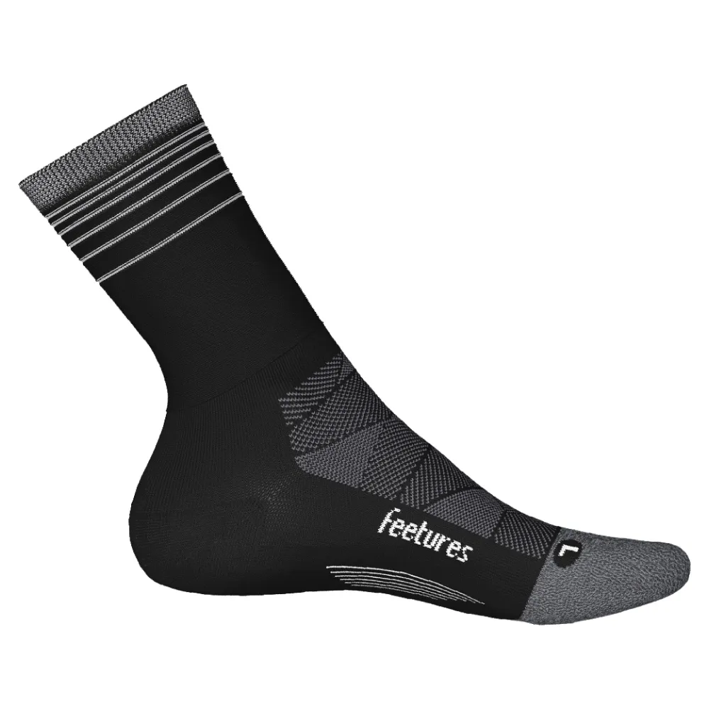 【Feetures】中筒緩震反光跑襪 黑底灰線 Elite Light Cushion Mini Crew E90