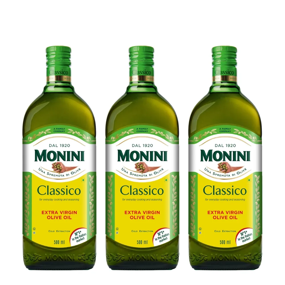 【Monini】莫尼尼特級冷壓初榨橄欖油500mx3瓶l(可生飲/出廠酸價0.3%/義大利市佔第一名)