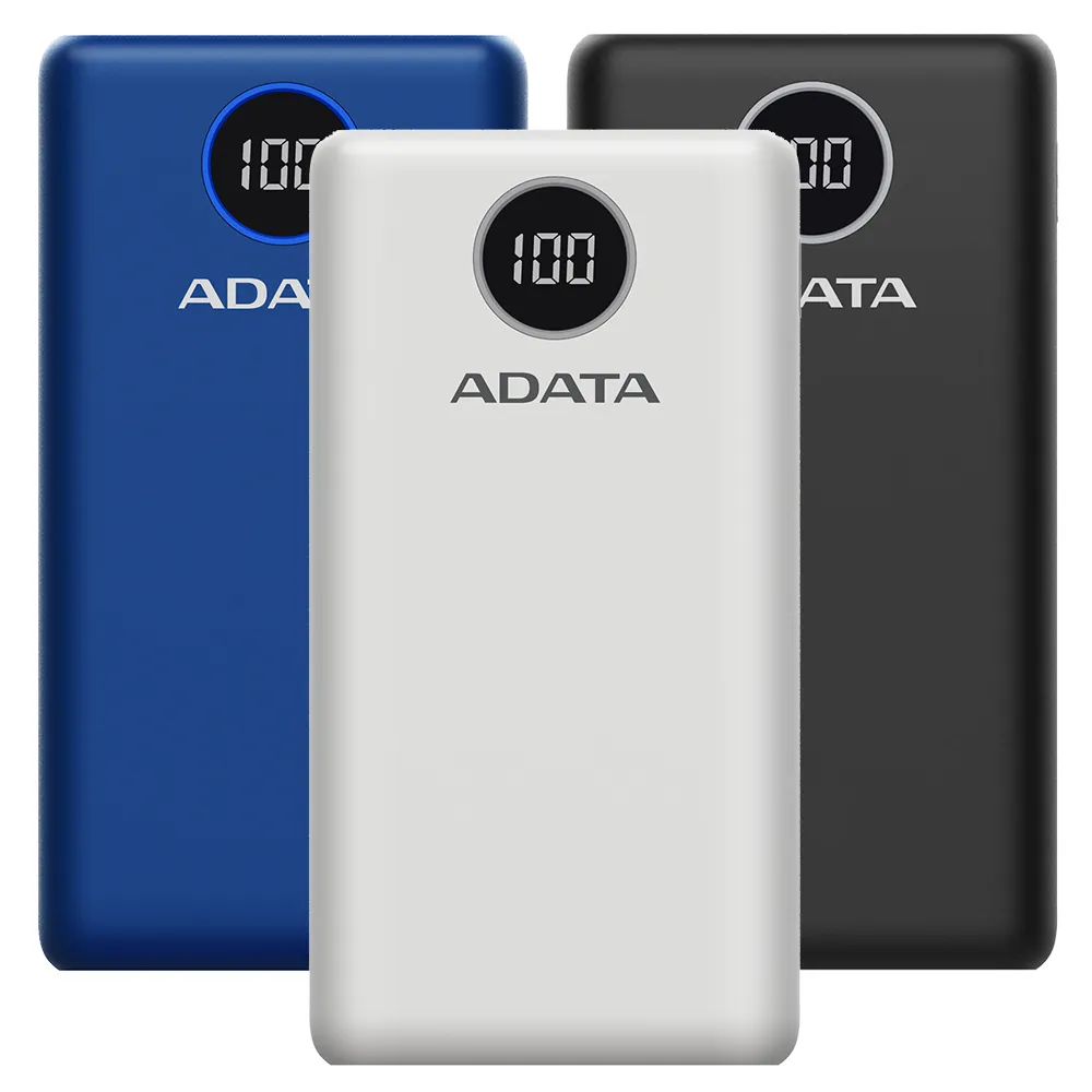 【ADATA 威剛】P20000QCD 數位顯示電量 3孔輸出 快充行動電源-20000mAh(74Wh/具Wh標示)
