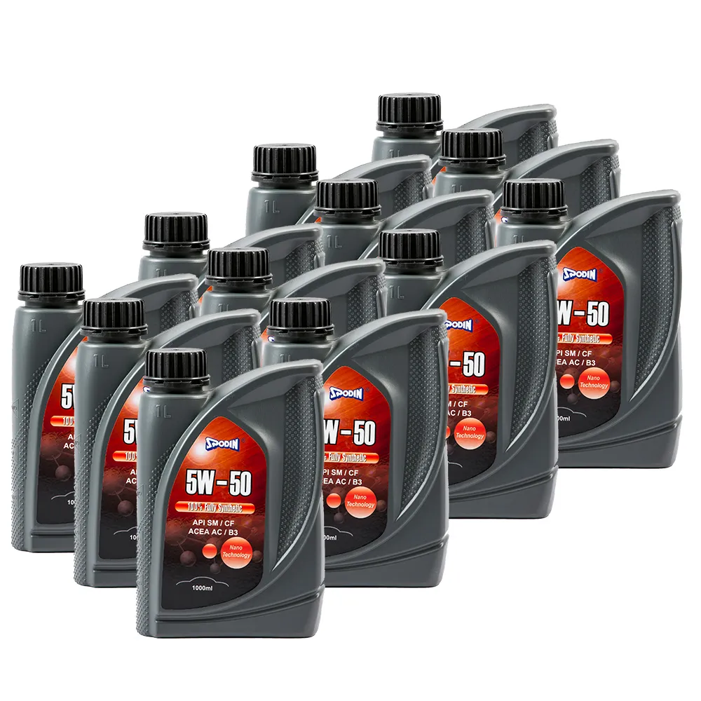 【SPODIN 司伯汀】5W50 全合成汽車機油(12入超值組)