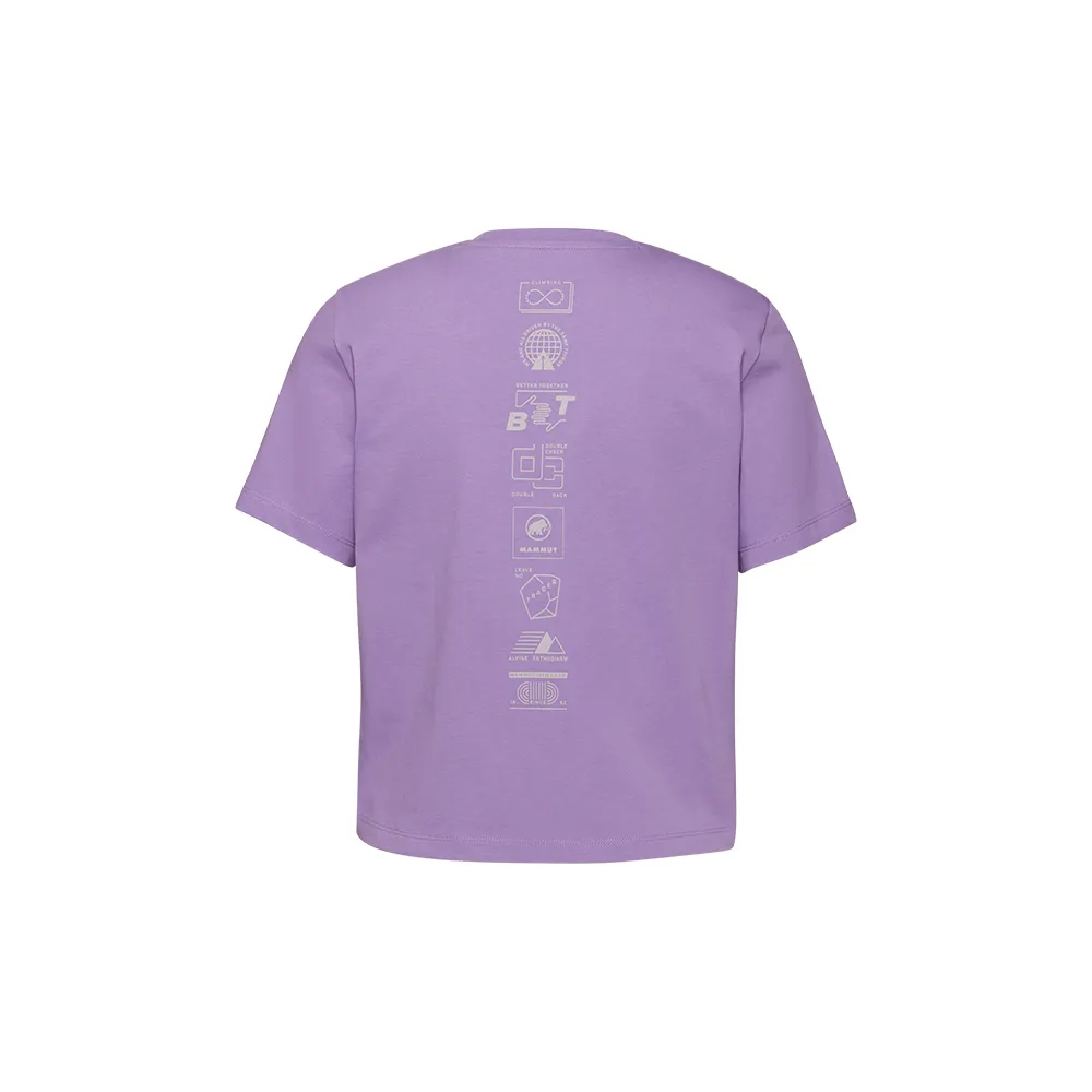 【Mammut 長毛象官方直營】Massone T Cropped Emblems 輕盈柔軟短版短袖上衣 女款 薰衣草紫 #1017-05172