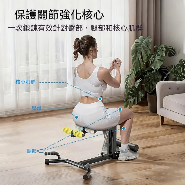Eco森活 多功能三合一深蹲機 可切換羅馬椅 彈簧輔助回彈（深蹲輔助/腹肌訓練/俯臥撐一機多用）