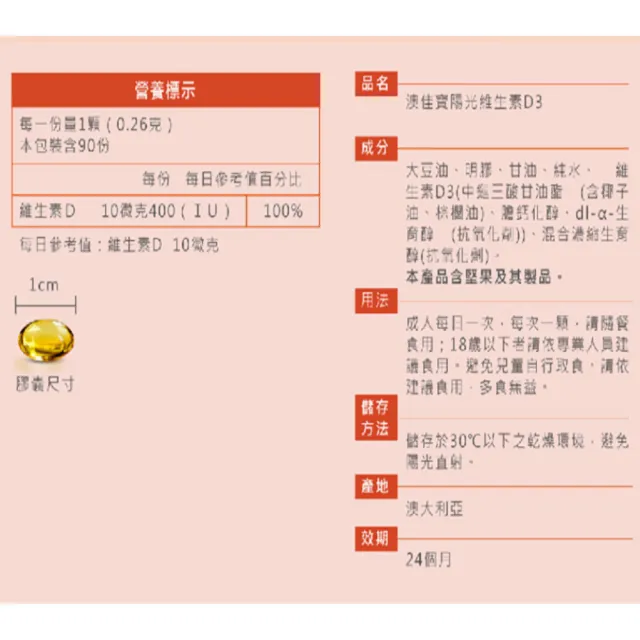 【BLACKMORES 澳佳寶】陽光維生素D3 2入組(共180顆 液態軟膠囊)