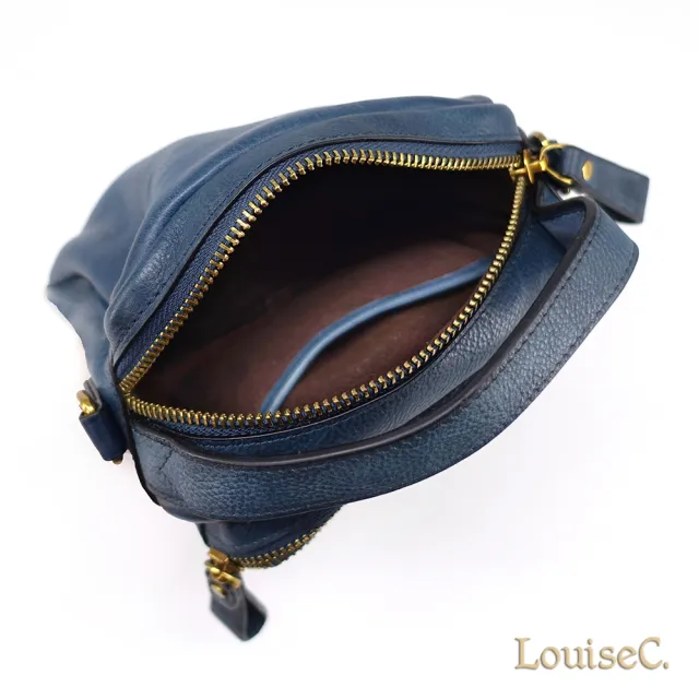 【LouiseC.】雙11 Tree House 義大利植鞣革牛皮 中性復古車縫拼接 立體口袋小斜背真皮方包 2色 GK1061