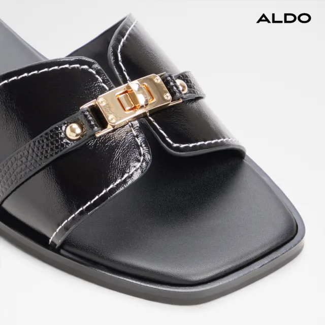 【ALDO】FRANCEA-俐落飾扣方頭涼拖鞋-女鞋(黑色)