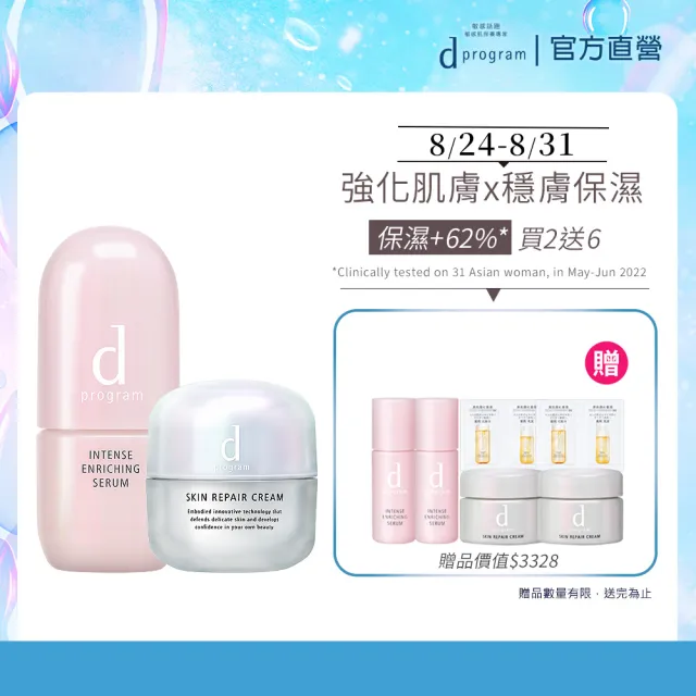 【d program 敏感話題】保濕急救雙明星組(修護霜45g+修護精華45ml/敏弱肌/敏感肌)