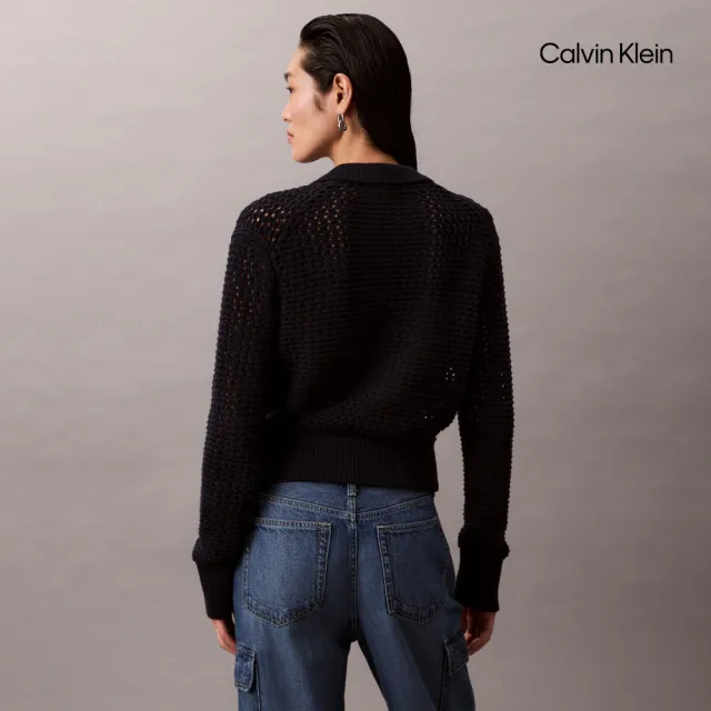 【CALVIN KLEIN】官方旗艦館CK 嶄新棉質洞洞針織毛衣_藍色