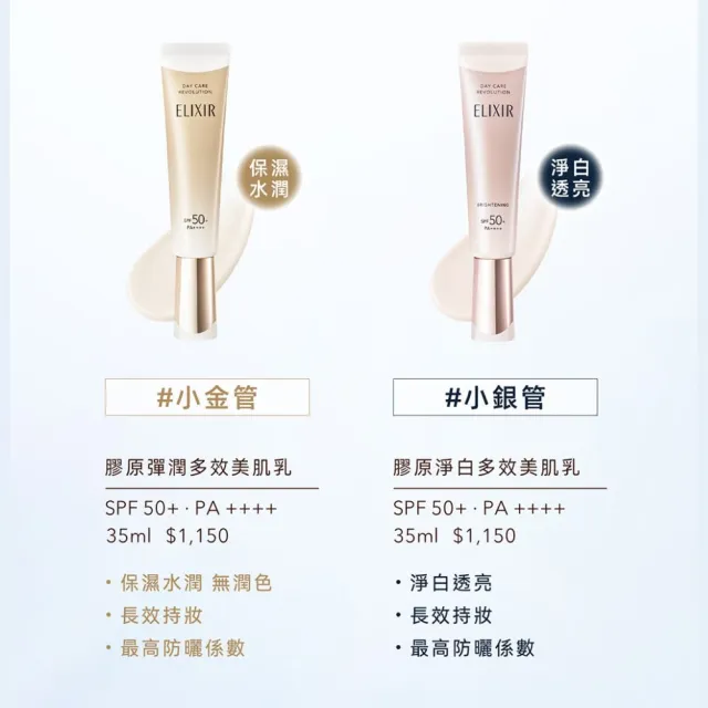 【ELIXIR 怡麗絲爾】膠原亮妍多效美肌乳雙享組(蜜桃小金管)