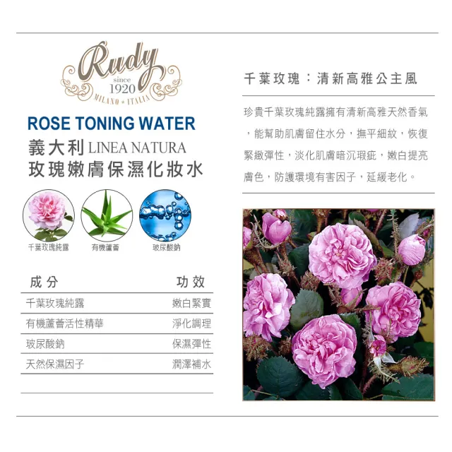 【Rudy】保濕玫瑰純露化妝水250mlx4(總代理公司貨)