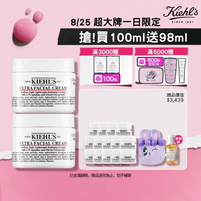 【Kiehl’s 契爾氏】官方直營 冰河醣蛋白舒敏修護保濕霜50ml雙入組(Kiehl’s)