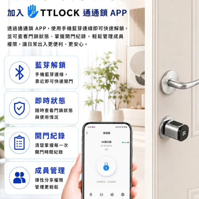 【EASYKEY】EK X5 智慧電子鎖/智能鎖 (指紋│卡片│密碼│鑰匙│按壓式鍵盤│藍芽) 2色可選