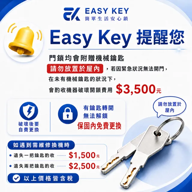 【EASYKEY】EK X5 智慧電子鎖/智能鎖 (指紋│卡片│密碼│鑰匙│按壓式鍵盤│藍芽) 2色可選