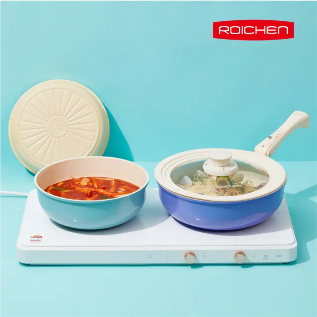 【Roichen】韓國製 28cm深炒鍋 不含把手(IH爐 全火源適用 露營 輕量鍋陶瓷塗層不沾鍋)