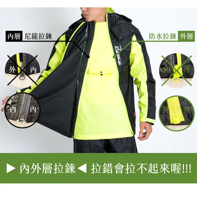 【OutPerform】去去雨水走雙拉鍊兩截式風雨衣(斜開雙拉鍊防水大進化)