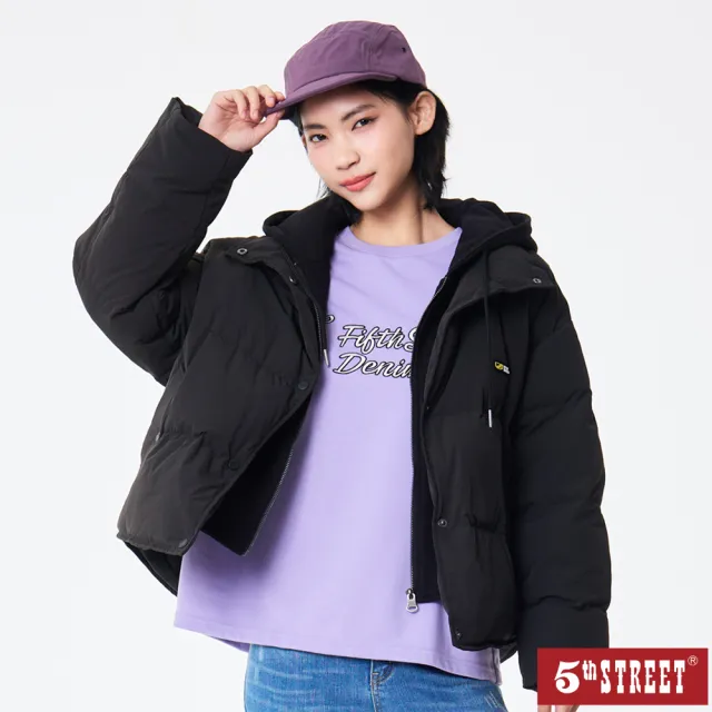 【5th STREET】女裝 羽絨外套 連帽外套 黑色(510633)