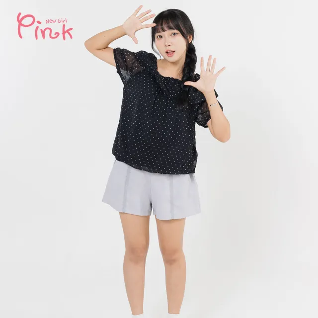【PINK NEW GIRL】俏麗小圓點蝴蝶領型上衣(2色) A5209BD