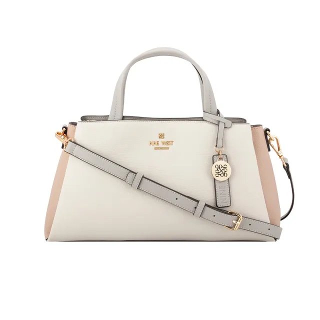 【NINE WEST】LUELA 經典手提兩用包 手提包 斜背包-拼接白(572906)