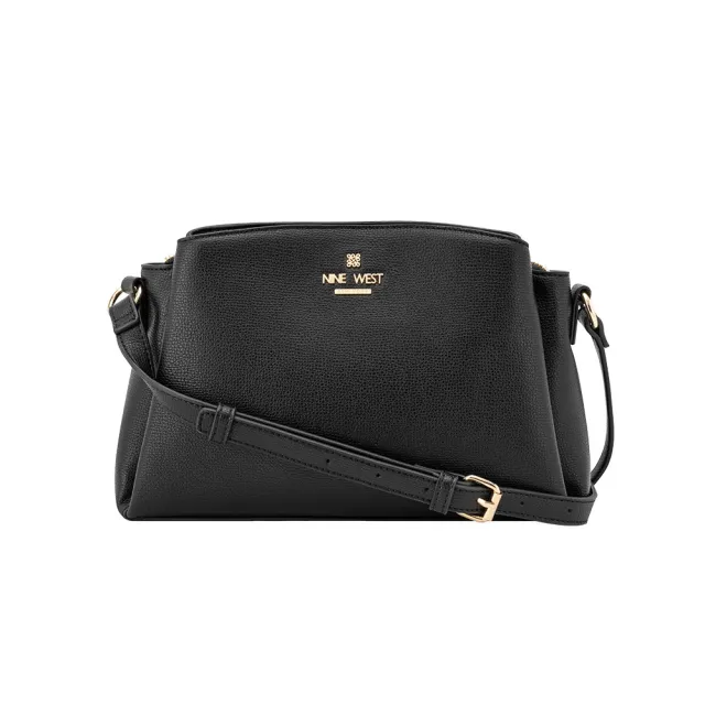 【NINE WEST】LUELA 品牌經典斜背包-黑色(572970)