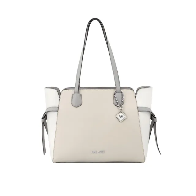 【NINE WEST】ISIDORE 綁結造型肩背包 托特包-拼接白(579224)