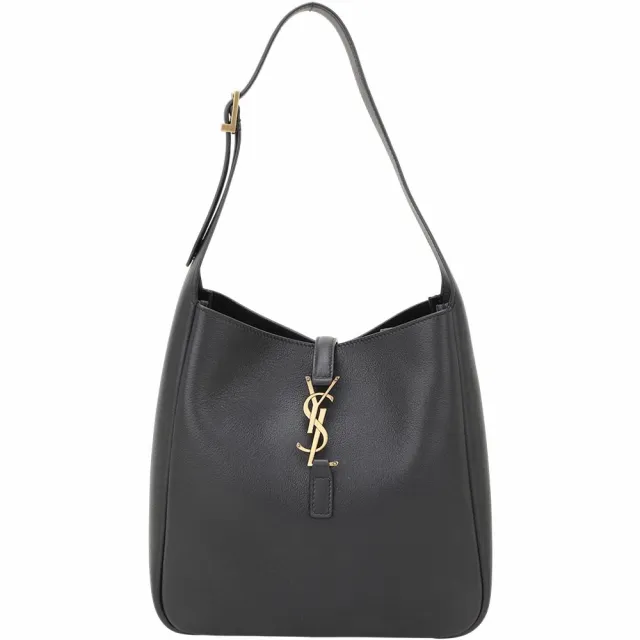 【YSL】Saint Laurent Le 5a7 小款 附可拆萬用包 小牛皮肩背包(黑色 流浪包 腋下包)
