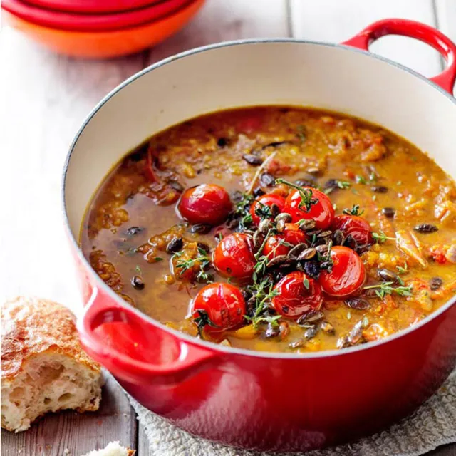 【Le Creuset】琺瑯鑄鐵鍋圓鍋 20cm(錦葵紫/棉花白 2色選1)