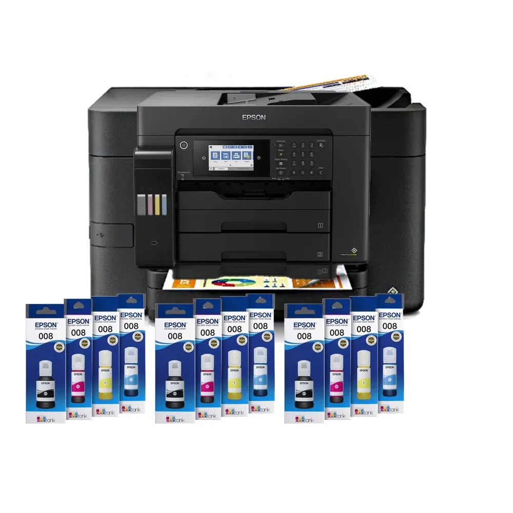 【EPSON】官方直營 搭3組T06G原廠1黑3彩墨水★L15160 四色防水高速A3+WIFI連供影印機