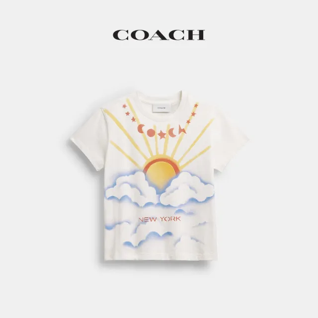 【COACH】蔻馳官方直營 AIRBRUSH圖案90年代風格有機棉T恤-黃色(CDI31)