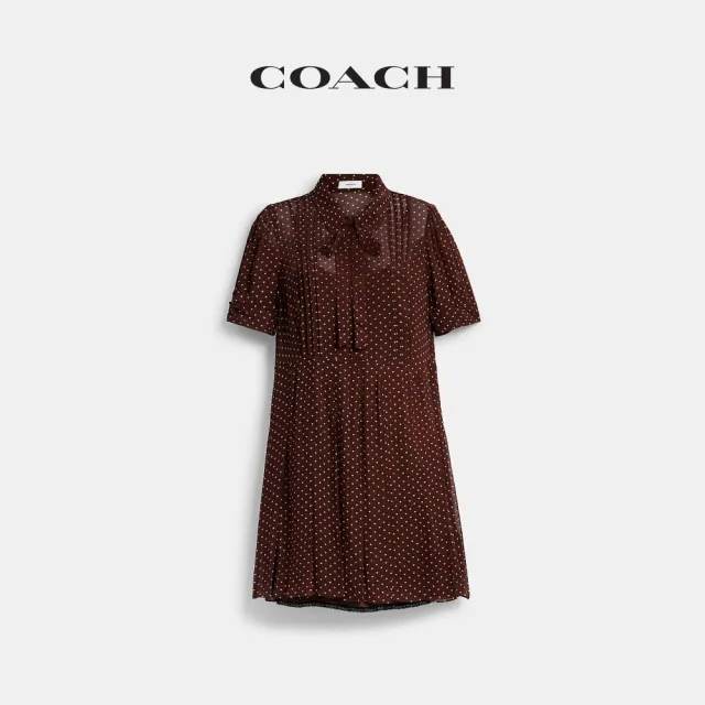 【COACH】蔻馳官方直營 印花襯衫洋裝 連衣裙-混合棕色(CDH87)