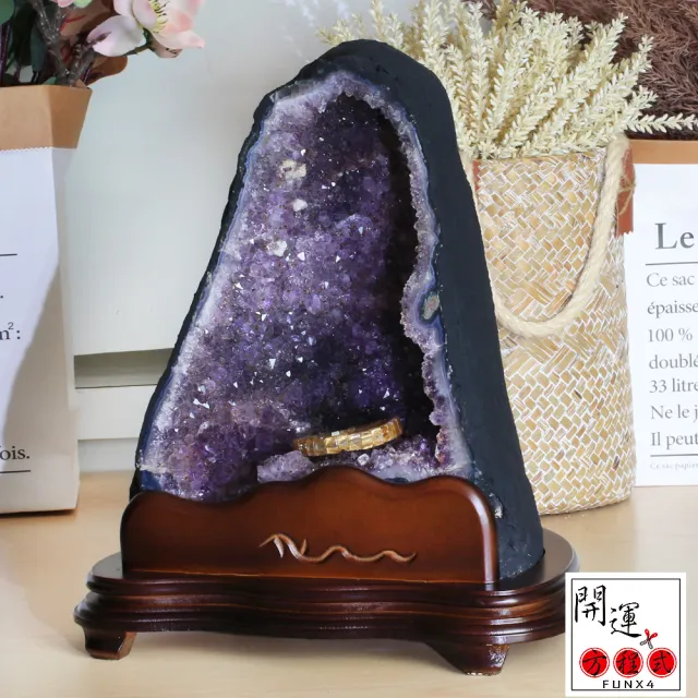 【開運方程式】巴西紫晶洞鈦晶共生紫水晶洞8.8kg(JU414風水開運擺設)