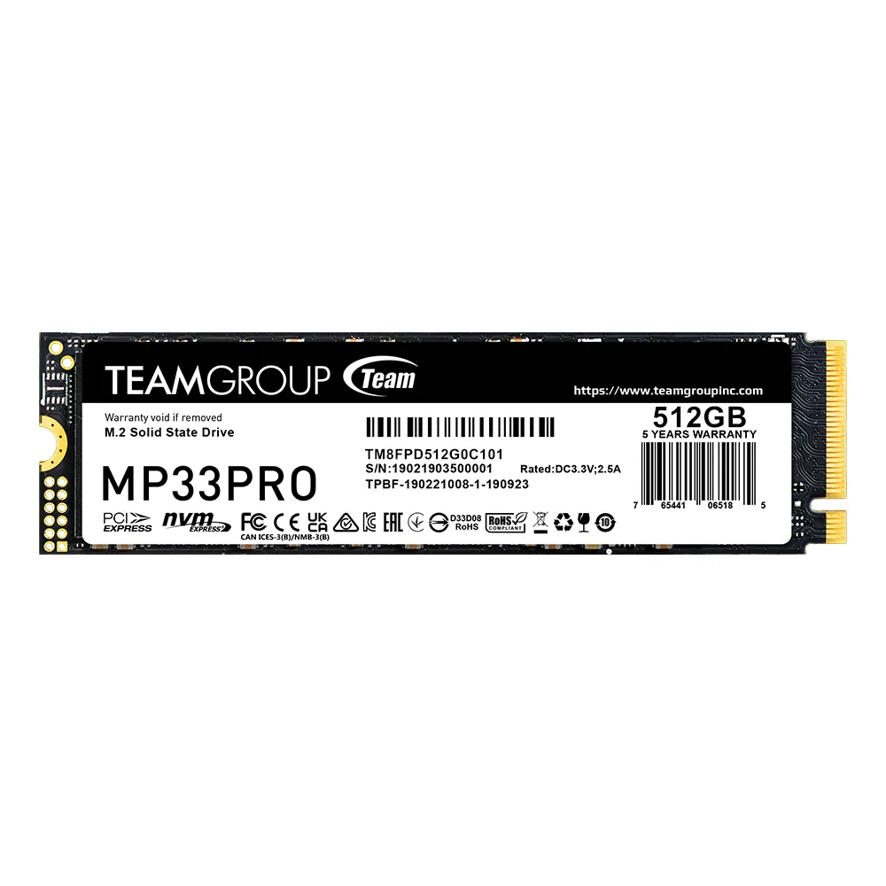 【TEAM 十銓】MP33 PRO 512GB M.2 PCI-E SSD 固態硬碟(5年保固)