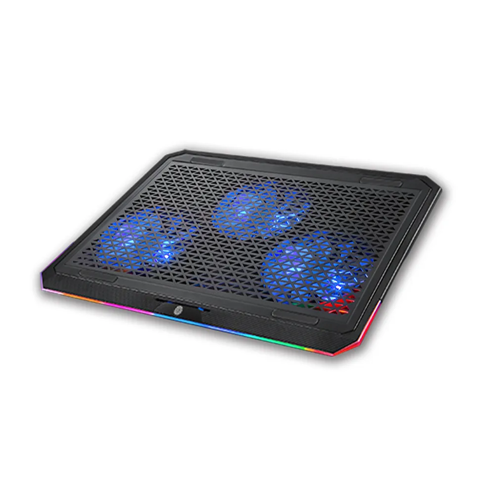【e-Kit 逸奇】藍光三風扇靜涼透風鐵製網孔觸控幻彩RGB筆電散熱墊(CKT-K03)