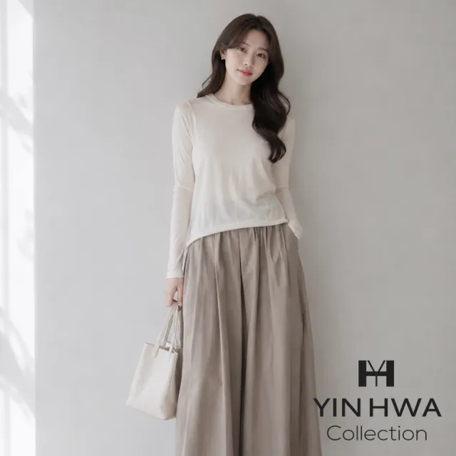 【YIN HWA 盈樺】mizuiroind 簡約合身微透膚皺皺紋路彈性上衣