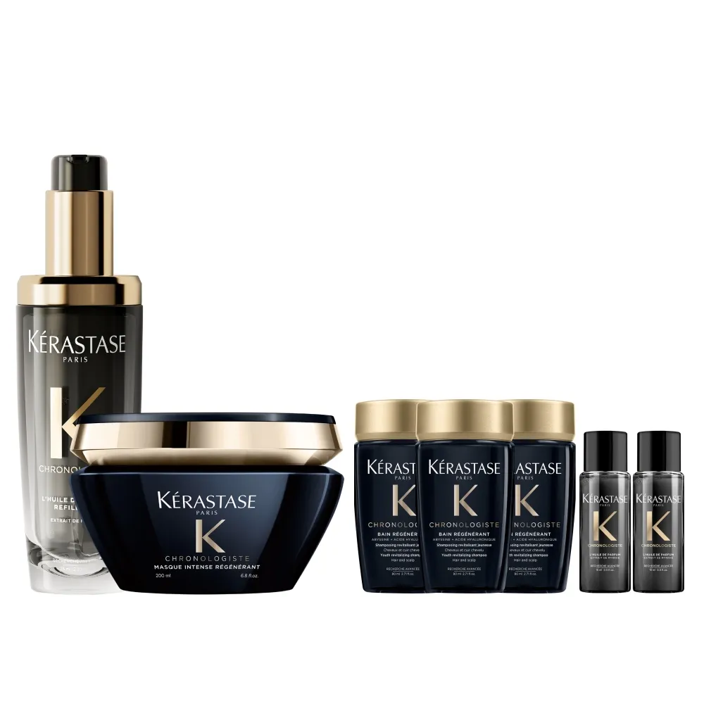 【KERASTASE 巴黎卡詩】黑鑽極萃逆時寵奢組(髮油+髮膜/新升級/護髮油)