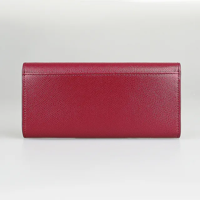 【FURLA 芙拉】FURLA 拱形金釦LOGO Iride系列小牛皮8卡翻蓋磁釦式長夾(深紅)