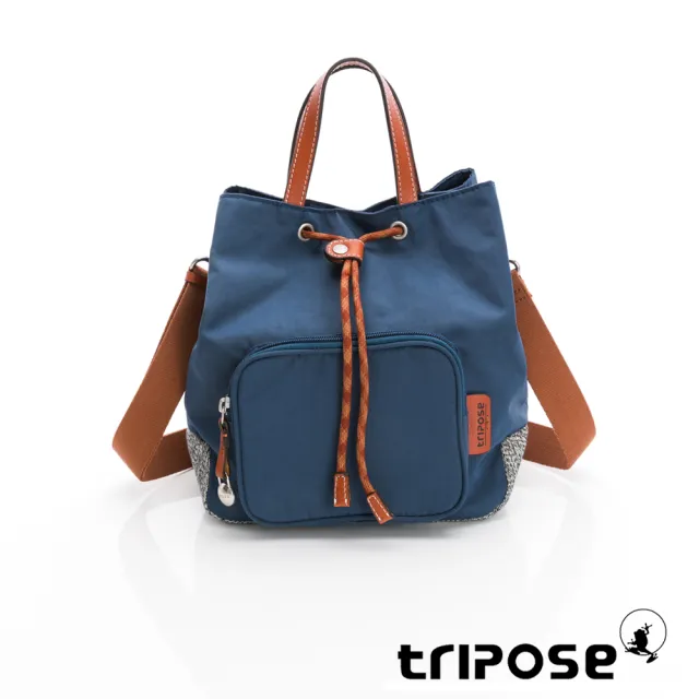 【tripose】漫遊系列岩紋手提斜背水桶包(水墨藍)