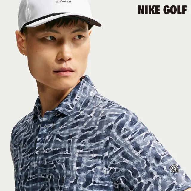 【NIKE GOLF】Nike Par 男款 Dri-FIT 格紋迷彩印花高爾夫有領衫 藍色(IO0692-491)